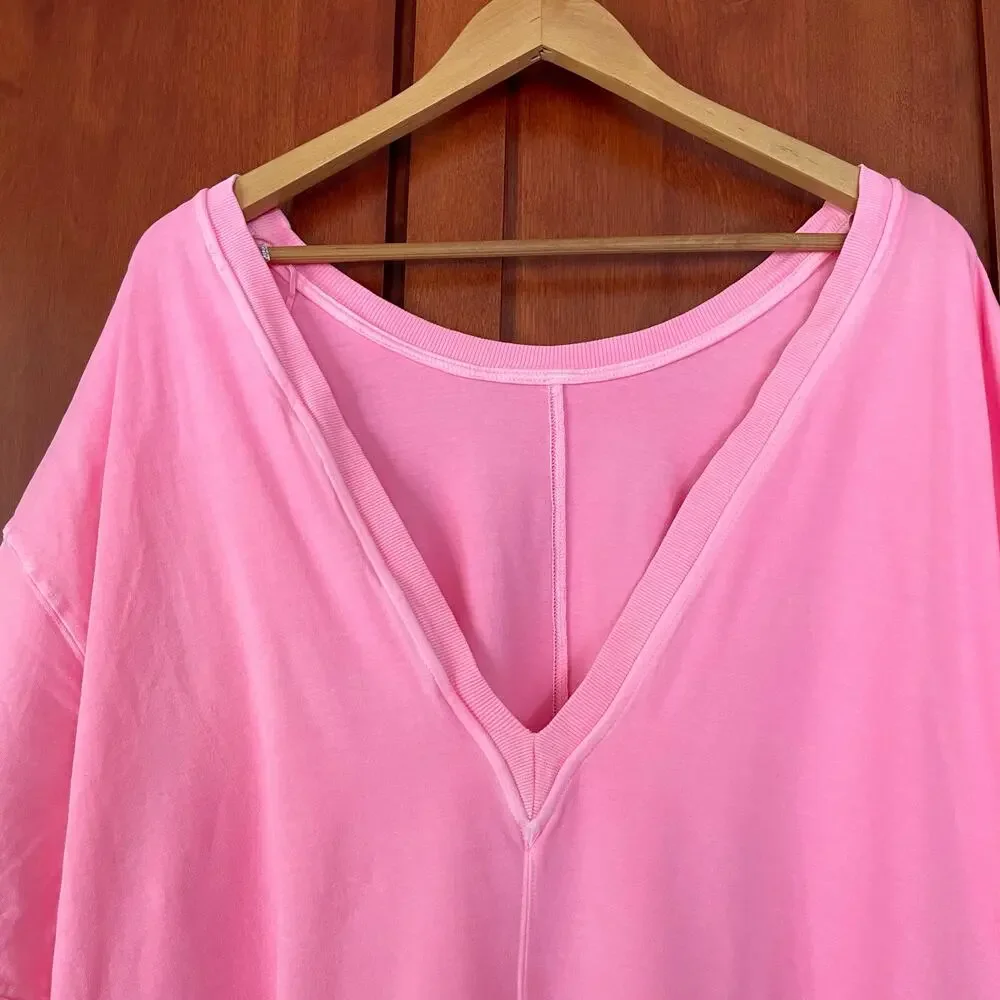 Free People Movement Hot Shot Tee Romper Pink Lemonade Size Medium - Picture 10 of 13